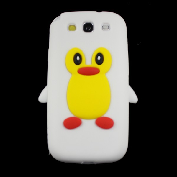 Husa silicon model pinguin alb Samsung Galaxy S3 i9300 + folie ecran