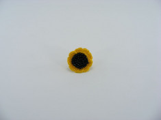 Inel Floarea Soarelui de dama crosetat manul Buticcochet foto