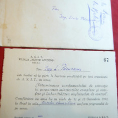 Invitatie ASIT( Asoc.Ingineri si Tehnicieni) Filiala Mtii Apuseni-Brad 1952