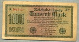 A 41 BANCNOTA-GERMANIA - 1000 MARK- anul 1922 -SERIA 205712 -starea care se vede, Europa