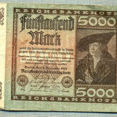 A 88 BANCNOTA-GERMANIA - 5000 MARK- anul 1922 -SERIA 123786 -starea care se vede