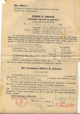 Corpul IV Armata, Comisiunea Militara de Judecata documente, anii 1944- 1947 foto