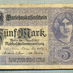 A 82 BANCNOTA-GERMANIA - 5 MARK- anul 1917 -SERIA 10056130 -starea care se vede