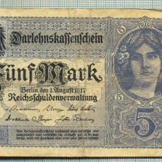 A 39 BANCNOTA-GERMANIA - 5 MARK- anul 1917 -SERIA 17570432 -starea care se vede