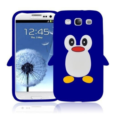 Husa silicon pinguin pentru Samsung Galaxy S3 i9300 + folie protectie cadou foto