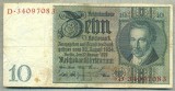 A 60 BANCNOTA-GERMANIA- 10 MARK- anul 1929 -SERIA 34097083 -starea care se vede, Europa