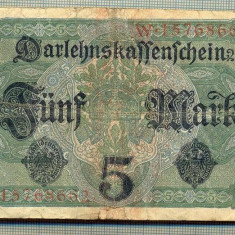 A 80 BANCNOTA-GERMANIA - 5 MARK- anul 1917 -SERIA 15768662 -starea care se vede