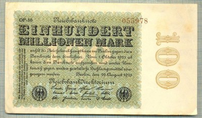 A 54 BANCNOTA-GERMANIA -100 MILION MARK- anul 1923 -SERIA.. -starea care se vede foto