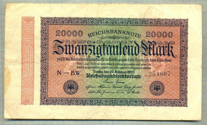 A 34 BANCNOTA-GERMANIA -20 000 MARK- anul 1923-SERIA 254667-starea care se vede