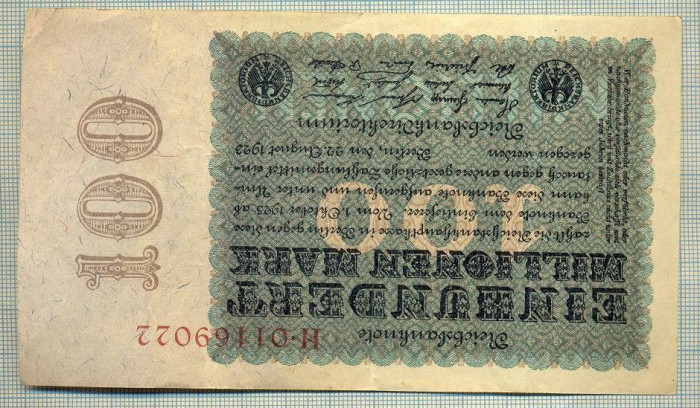 A 38 BANCNOTA-GERMANIA -100 MILION MARK- anul 1923 -SERIA.. -starea care se vede