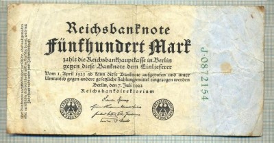 A 23 BANCNOTA-GERMANIA - 500 MARK- anul 1923 -SERIA 0872154 -starea care se vede foto