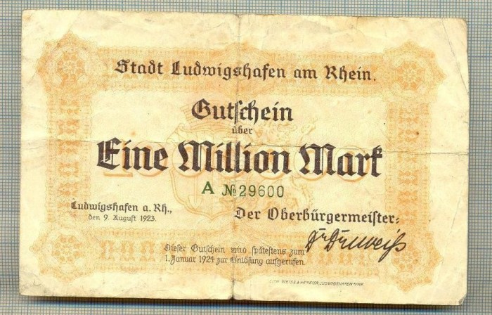 A 42 BANCNOTA-GERMANIA- 1000000 MARK-anul 1923-SERIA 29600-starea care se vede