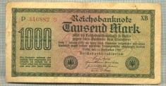 A 68 BANCNOTA-GERMANIA - 1000 MARK- anul 1922 -SERIA 346882 -starea care se vede