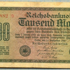 A 68 BANCNOTA-GERMANIA - 1000 MARK- anul 1922 -SERIA 346882 -starea care se vede