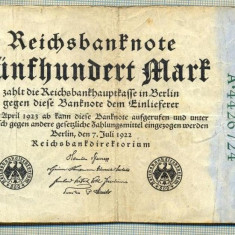 A 12 BANCNOTA-GERMANIA- 500 MARK- anul 1923 -SERIA 4426724 -starea care se vede