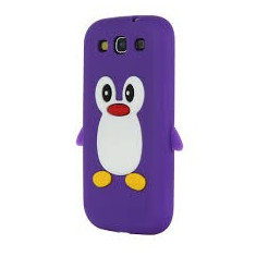 Husa silicon pinguin mov pentru Samsung Galaxy S3 i9300