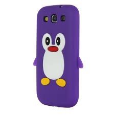 Husa silicon pinguin mov pentru Samsung Galaxy S3 i9300 foto