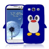 Husa silicon model pinguin Samsung Galaxy S3 i9300 + folie ecran, Albastru