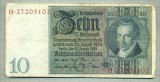 A 58 BANCNOTA-GERMANIA- 10 MARK- anul 1929 -SERIA 27205102 -starea care se vede, Europa