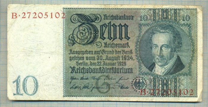 A 58 BANCNOTA-GERMANIA- 10 MARK- anul 1929 -SERIA 27205102 -starea care se vede