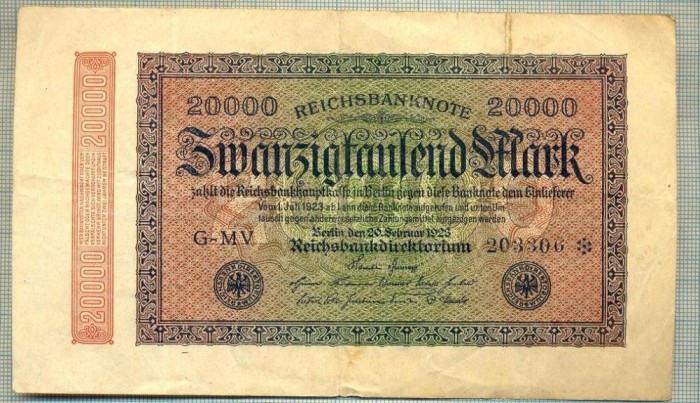 A 66 BANCNOTA-GERMANIA -20 000 MARK- anul 1923-SERIA 203306 -starea care se vede