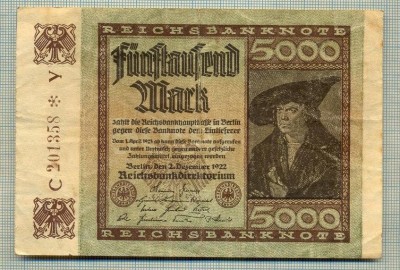 A 85 BANCNOTA-GERMANIA - 5000 MARK- anul 1922 -SERIA 201358 -starea care se vede foto