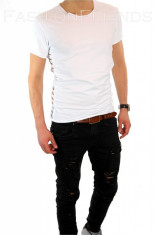 Tricou alb - tricou barbati - tricou slim fit - tricou fashion - 6291 P14-5 foto