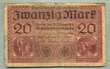 A 31 BANCNOTA-GERMANIA - 20 MARK- anul 1918 -SERIA 5369412 -starea care se vede