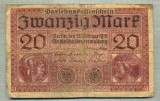 A 31 BANCNOTA-GERMANIA - 20 MARK- anul 1918 -SERIA 5369412 -starea care se vede, Europa