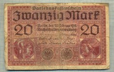 A 31 BANCNOTA-GERMANIA - 20 MARK- anul 1918 -SERIA 5369412 -starea care se vede