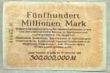 A 26 BANCNOTA-GERMANIA-500milion MARK-anul 1923 -SERIA 11647-starea care se vede, Europa