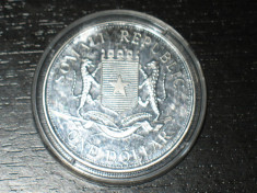 Moneda argint 1 dolar Somalia 2002, aniversarea reginei foto