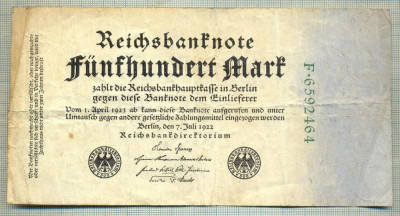 A 22 BANCNOTA-GERMANIA - 500 MARK- anul 1923 -SERIA 6592464 -starea care se vede foto