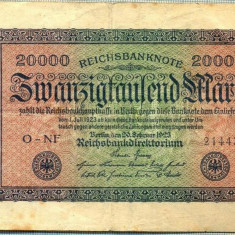 A 77 BANCNOTA-GERMANIA -20 000 MARK- anul 1923-SERIA 214432 -starea care se vede