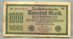 A 09 BANCNOTA-GERMANIA- 1000 MARK- anul 1922 -SERIA 091058 -starea care se vede