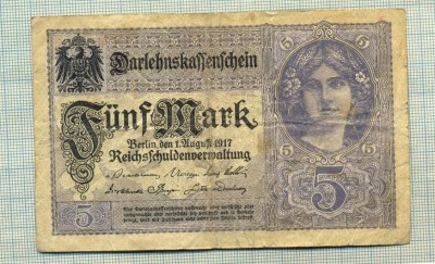 A 03 BANCNOTA-GERMANIA - 5 MARK- anul 1917 -SERIA 18110788 -starea care se vede foto