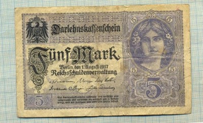 A 03 BANCNOTA-GERMANIA - 5 MARK- anul 1917 -SERIA 18110788 -starea care se vede foto