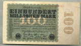 A 62 BANCNOTA-GERMANIA -100 MILION MARK- anul 1923 -SERIA.. -starea care se vede, Europa