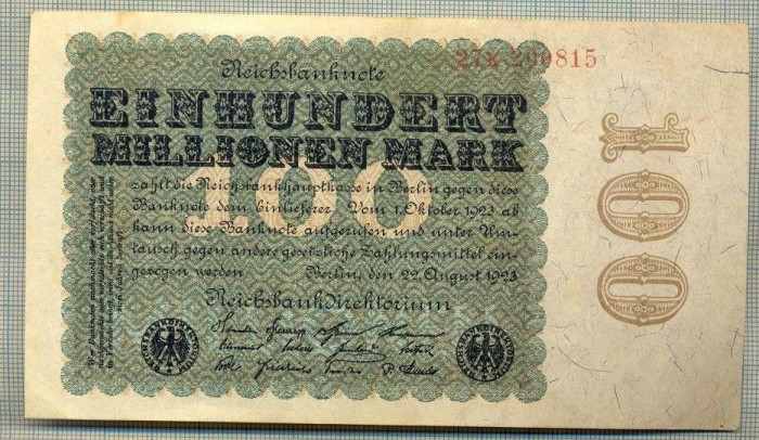 A 62 BANCNOTA-GERMANIA -100 MILION MARK- anul 1923 -SERIA.. -starea care se vede