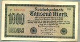 A 72 BANCNOTA-GERMANIA - 1000 MARK- anul 1922 -SERIA 809589 -starea care se vede