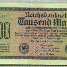 A 05 BANCNOTA-GERMANIA- 1000 MARK- anul 1922 -SERIA 355446 -starea care se vede