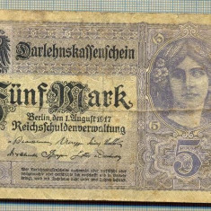 A 83 BANCNOTA-GERMANIA - 5 MARK- anul 1917 -SERIA 15616387 -starea care se vede