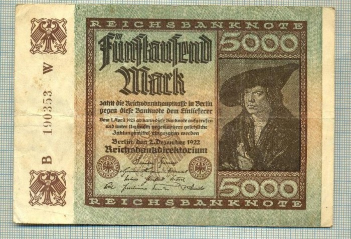 A 49 BANCNOTA-GERMANIA - 5000 MARK- anul 1922 -SERIA 190353 -starea care se vede