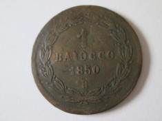 RARA! MONEDA 1 BAIOCCO STATUL PAPAL 1850 foto