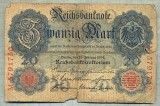 A 166 BANCNOTA-GERMANIA - 20 MARK- anul 1914 -SERIA 5791750 -starea care se vede, Europa