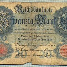 A 166 BANCNOTA-GERMANIA - 20 MARK- anul 1914 -SERIA 5791750 -starea care se vede