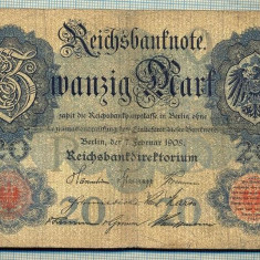 A 161 BANCNOTA-GERMANIA - 20 MARK- anul 1908 -SERIA 6635681 -starea care se vede