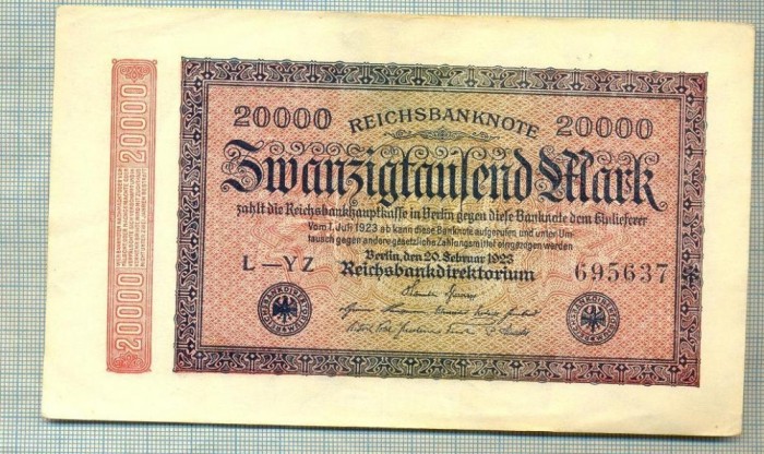 A 152 BANCNOTA-GERMANIA -20 000 MARK- anul 1923-SERIA 695637-starea care se vede