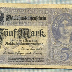 A 130 BANCNOTA-GERMANIA - 5 MARK- anul 1917 -SERIA 14623925 -starea care se vede