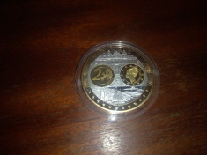 MONEDA MEDALIE - ARGINT 0,999 SUFLATA CU AUR 24K -MONACO - 2 EURO - ( NR 0001 ) foto